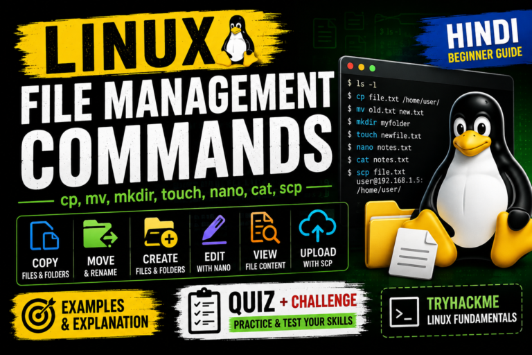 Linux File Management Commands Explained (cp, mv, scp) | Hindi